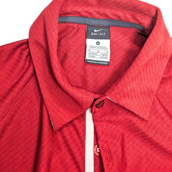SOLD Arkansas Razorbacks Medium Red Colorblock Nike Dri-Fit Short Sleeve Polo - Picture 9 of 9